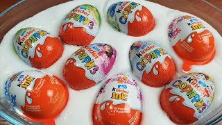 Распаковка киндер сюрпризов 🎁 и смешивание с глосси слаймом!