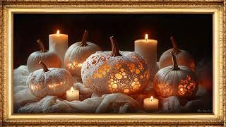 Elegant Candlelit Pumpkin Display for Halloween | Framed Art Screensaver | Art for your TV