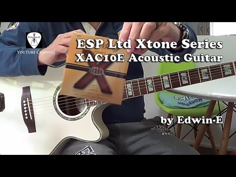 ESP LTD X-Tone AC-10E Acoustic Electric Guitar with Pickup Preamp EQ Tuner OM Body XTONE White image 15