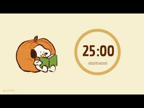 Study With Me | Snoopy Pomodoro 25/5 x 4 | No Music, No Mid Ads
