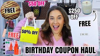 BIRTHDAY COUPON HAUL 🎉 FREE GIFTS AND COUPONS YOU GET FOR YOUR BIRTHDAY!!🎁