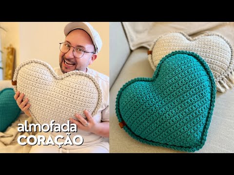 Heart-shaped crochet cushion using the Ragdoll technique - You'll fall in love with it!! @Marcelo...