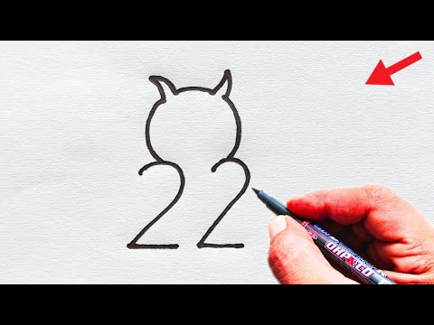 , title : 'How to Draw Owl From 22 Number | Easy Owl Drawing | Number Drawing'