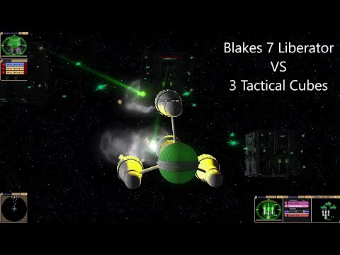 Blakes 7 Liberator VS Borg Tactical Cube | Star Trek Bridge Commander Battle |