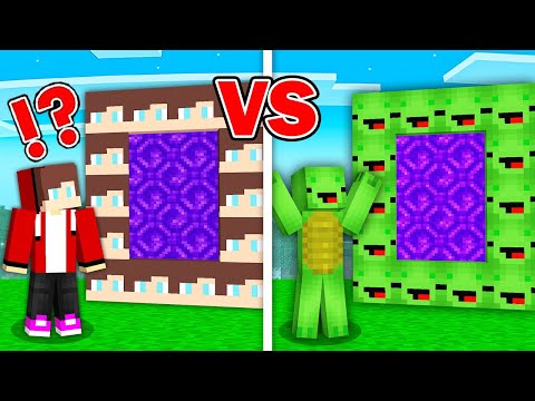JJ vs Mikey Survival Portal Build Challenge in Minecraft - Maizen