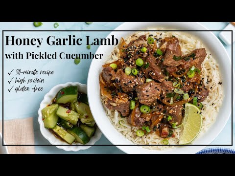 Honey Garlic Lamb with Pickled Cucumber (gluten-free)