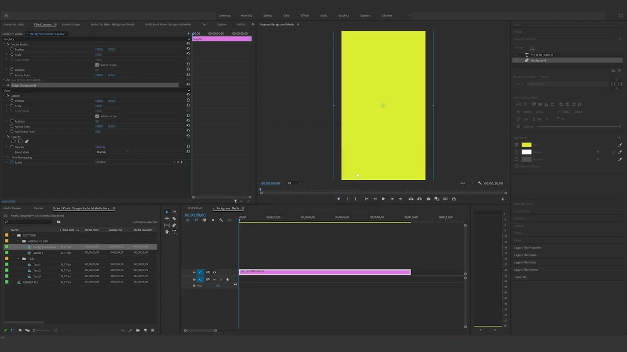 How to edit the Kinetic Typography Social Media Story in Premiere Pro