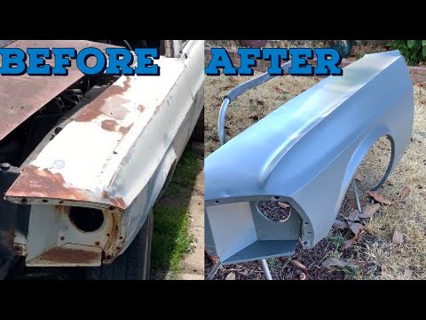 69 mustang fender rust repair using Eastwood’s fast etch rust encapsulator and epoxy primer