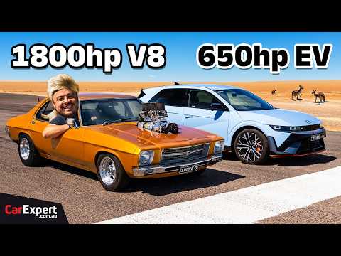1800hp muscle car v 650hp HYUNDAI EV Drag Race: This was SO close!