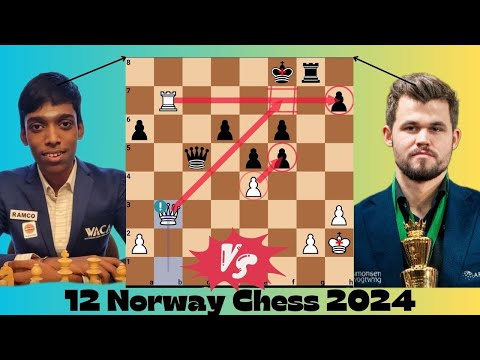 Young Prodigy Praggnanandhaa Stuns World Champion Magnus Carlsen in Epic 12th Norway Chess 2024 ✅