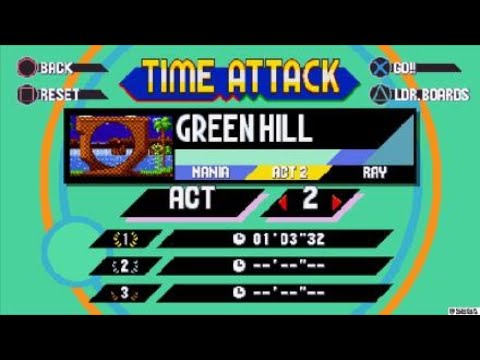 Sonic Mania Plus (PS4) Time Attack Ray Green Hill Zone Act 2