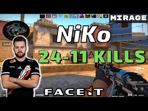 CSGO POV NiKo (24-11) Mirage 𝙒𝙞𝙣 (16-6) / Faceit 13.01.2023