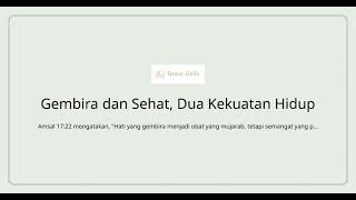 Download lagu Renungan Harian: Gembira dan Sehat, Dua Kekuatan Hidup mp3