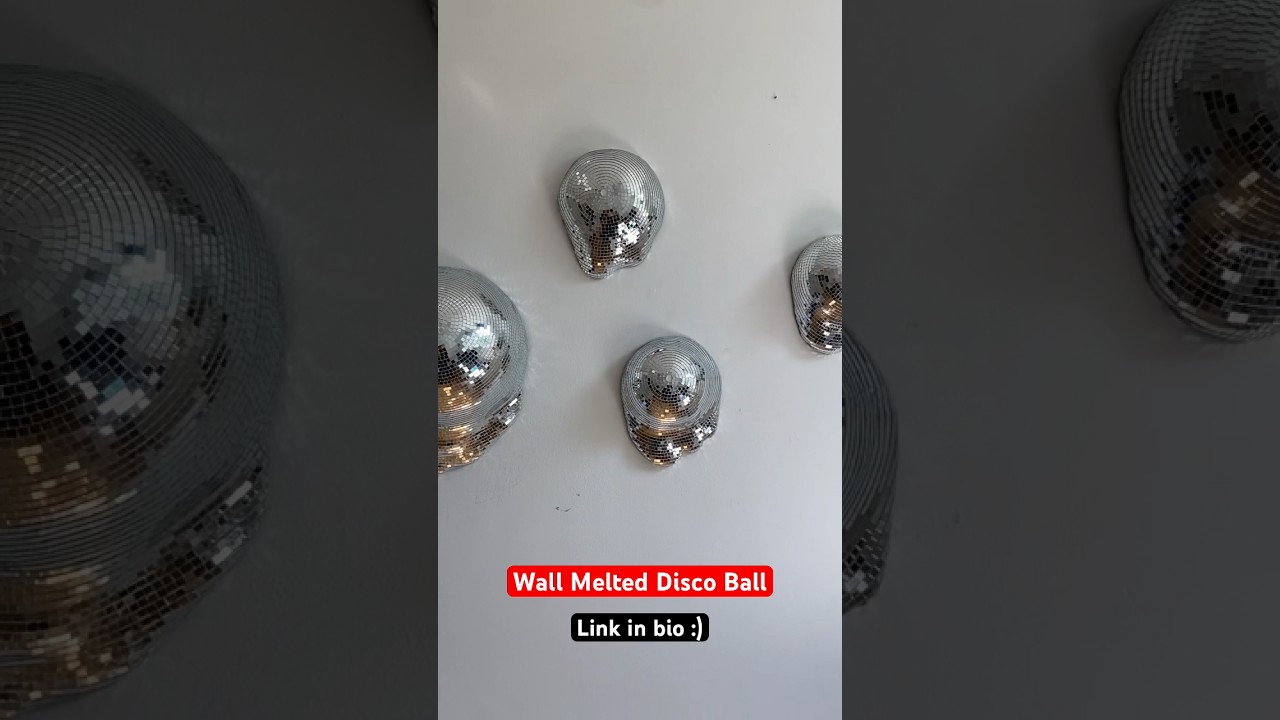Wall melting disco ball. #discoball #melteddiscoball #melting #art #mirrors #sculpture