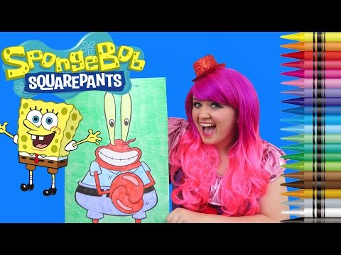 Coloring Mr. Krabs SpongeBob Squarepants GIANT Coloring Book Page Crayola Crayons | KiMMi THE CLOWN Video
