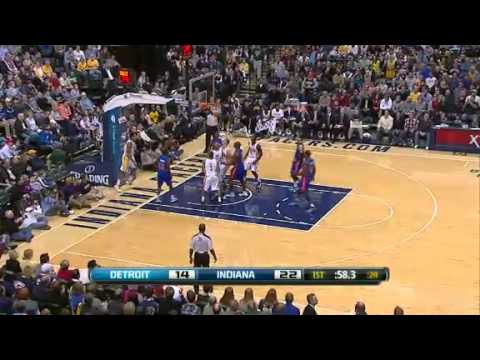Danny Granger misses the layup, but Tyler Hansbrough tips in the loose ball