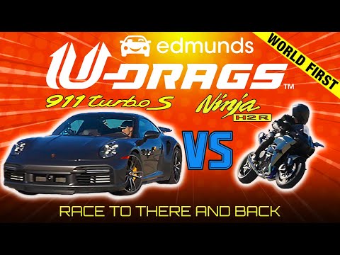 U-DRAGS RACE: Porsche 911 Turbo S vs. Kawasaki Ninja H2 R Sport Bike | Quarter Mile, Handling, More!