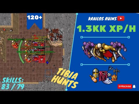 EK SOLO LVL 120+ 1.3KK XP/H - SKILLS 83/79 - Krailos Ruins - TIBIA HUNT - (EK SOLITÁRIO DO ZERO)