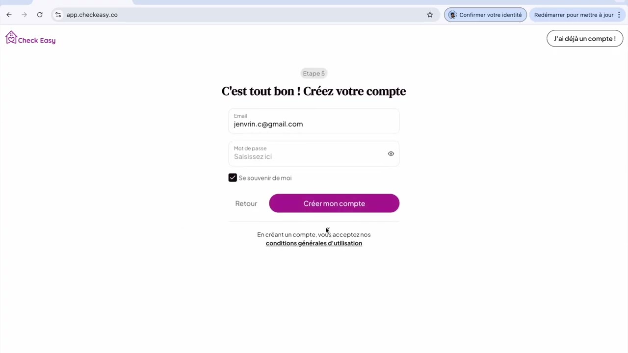 Tutoriel Check Easy - Onboarding