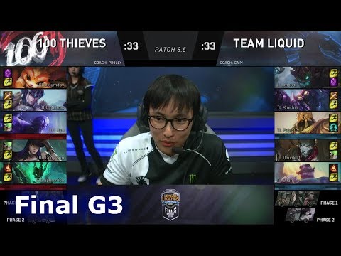 100 Thieves vs Team Liquid | Game 3 Grand Final S8 NA LCS Spring 2018 | 100 vs TL G3