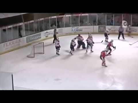 Bagarre Raibon/Perret vs Bourgaut Briançon Brûleurs de Loups Grenoble BDL Hockey Fight