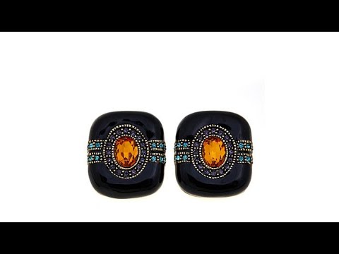 Heidi Daus "Super Chic" Crystal and Enamel Earrings