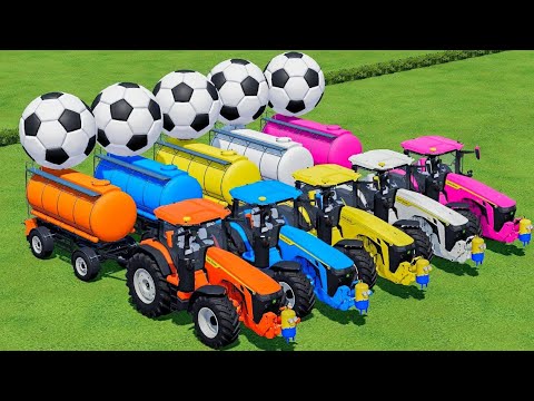 JOHN DEERE TRACTORS vs FENDT vs COLORED BASKETBALLS Vs FEUL TANKER #33 - Farming Simulator 22