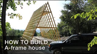 How to build A-frame house. Part 6. Construction of the frame and leveling of the site.