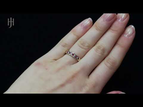 9ct Yellow Gold Diamond & Ruby Eternity Ring - Hatton Jewellers London HJ260