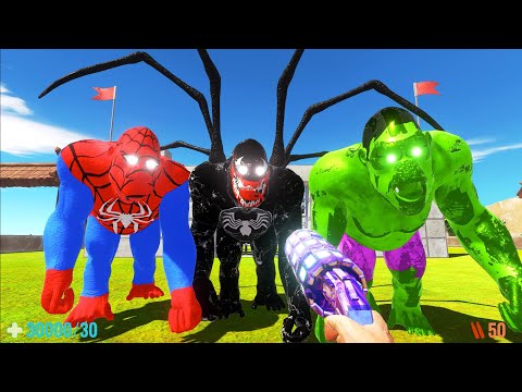 DEATH RUN CASTLE VS SPIDERMAN & VENOM & HULK GORO - Animal Revolt Battle Simulator
