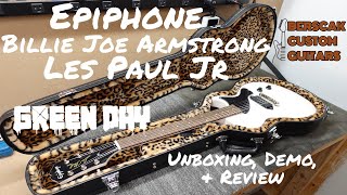 Video thumbnail for Epiphone Billie Joe Armstrong Signature Les Paul Jr - Unboxing, Demo, & Review (4K) by Berscak Custom Guitars
