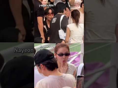 They were both surprised when they met 😯 and then smiled 🥰 So cute #jhope #bts #nayeon #twice