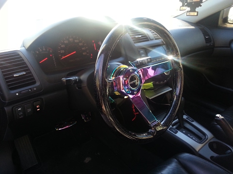 NRG "Neochrome" Steering Wheel with NRG Quick Release - 7th Gen Honda Accord