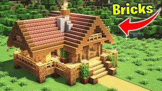 How to Build Wooden Survival House with Brick Roof - Minecraft Tutorial