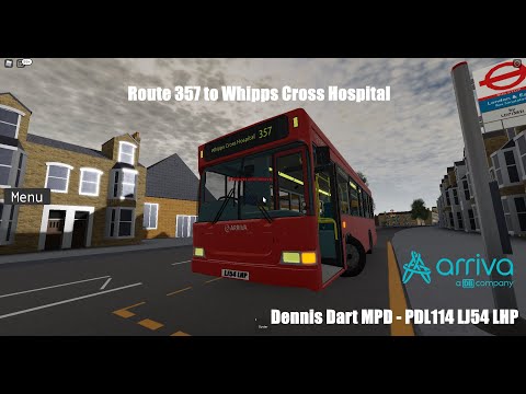 Route 357 on LJ54 LHP Dennis Dart MPD (Cab View)|ROBLOX London & East