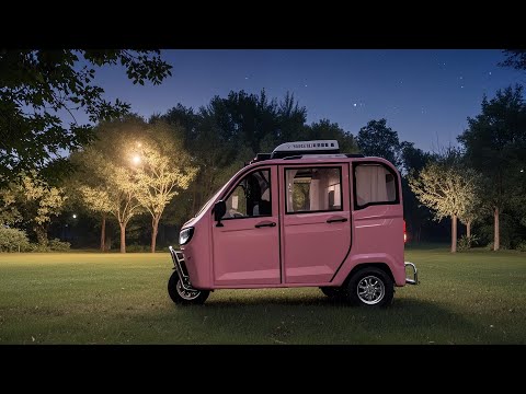 World smallest car camping, rest in tricycle cozy space.