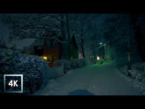 Heavy Snowfall at Night Walk 4K HDR Sweden