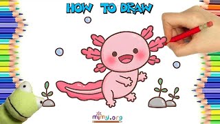 How to Draw an Axolotl | Step-by-Step Easy Tutorial for Beginners + Free Coloring Page! #mimyart