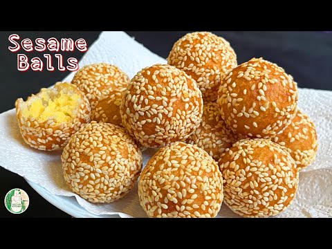 Crispy Sesame Balls Recipe | Chinese Dessert balls recipe - Sattvik Kitchen