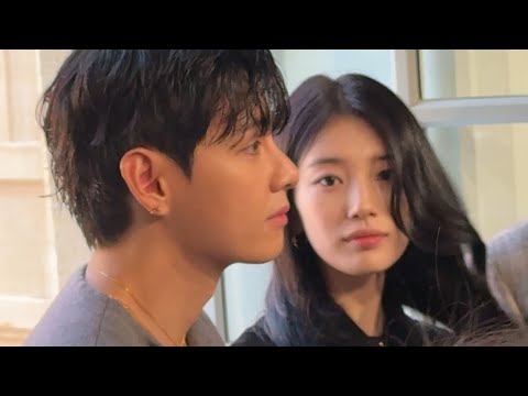 250706 Kim Taehyung 김태형 BTS V is sitting at the Front Row with Bae SUZY 배수지 at CELINE show in Paris