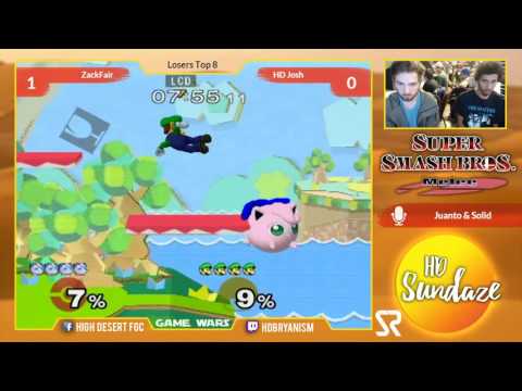 HDS&GW - ZackFair (Jigglypuff) vs. HD Josh (Fox/Luigi) - SSBM Losers Top 8 - Smash Melee