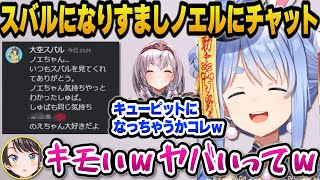 スバルになりすましノエルにキモいチャットを送るぺこらｗ【ホロライブ切り抜き/兎田ぺこら/大空スバル】