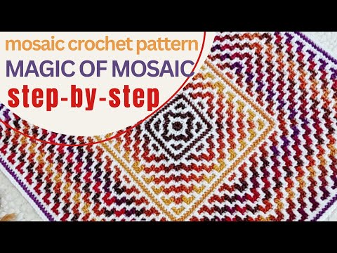 MAGIC OF MOSAIC - easy center-out mosaic crochet blanket pattern step-by-step. Designer @BebaBlanket