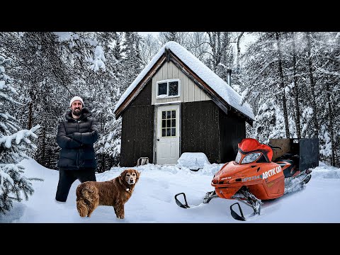 COLD NIGHT in a Wilderness Cabin buried in Snow!