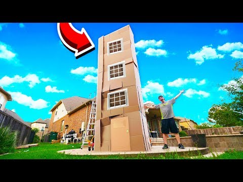 4 STORY MEGA MANSION BOX FORT! 50FT TALL!