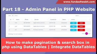 Part 18 - How to use DataTables in PHP | How to make pagination & search box in php using DataTables
