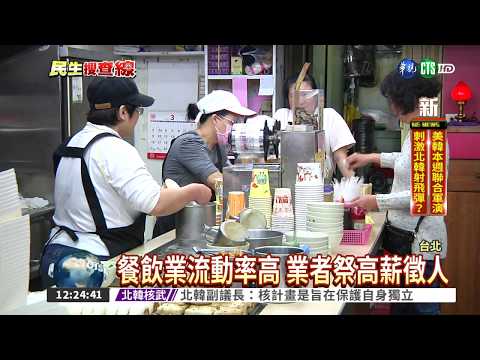 北市餐飲業徵才 月薪33K