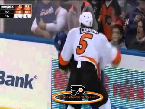 046  Jan 20, 2014 Braydon Coburn vs Kyle Okposo Philadelphia Flyers vs New York Islanders