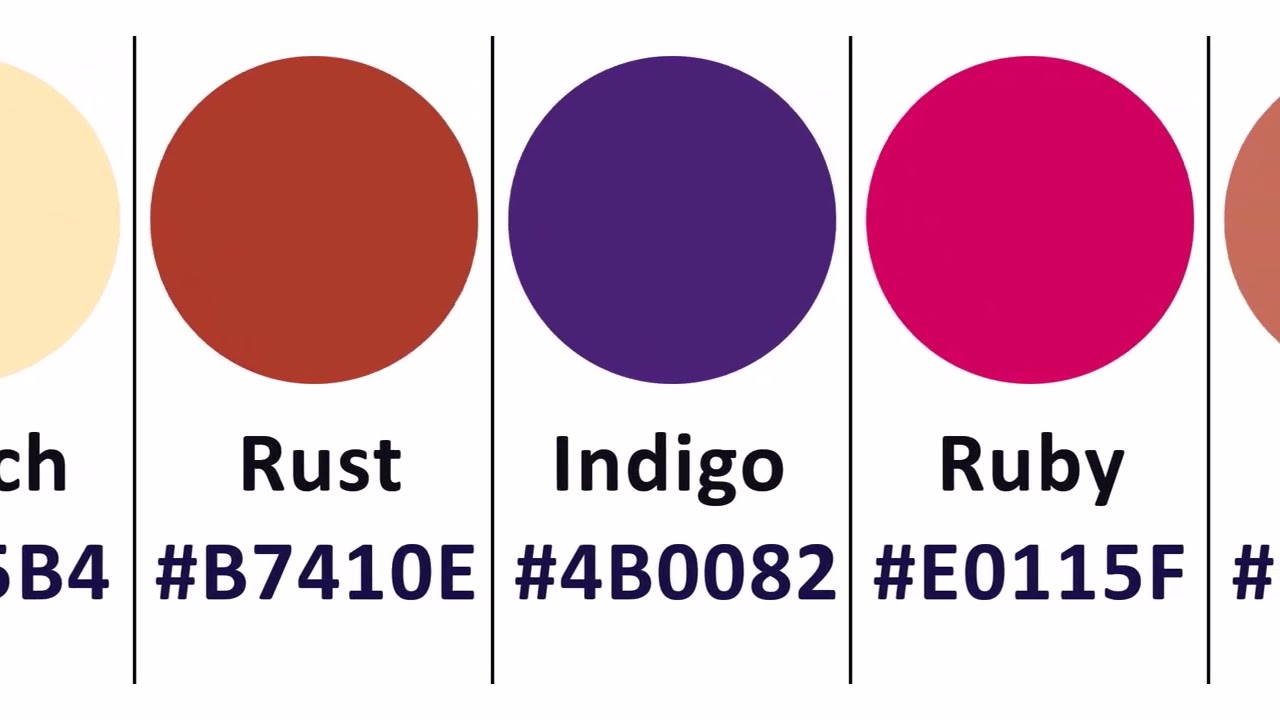 List of All Colors and their Hex code