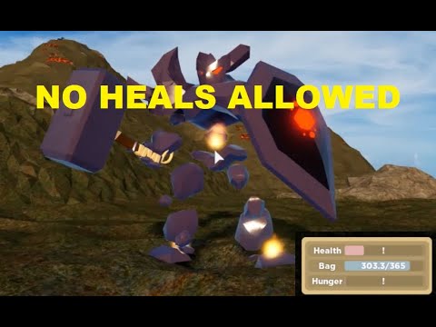 CHALLENGE No Healing Allowed - Obsidian Golem Solo BOSS Fight - Island Tribes Roblox
